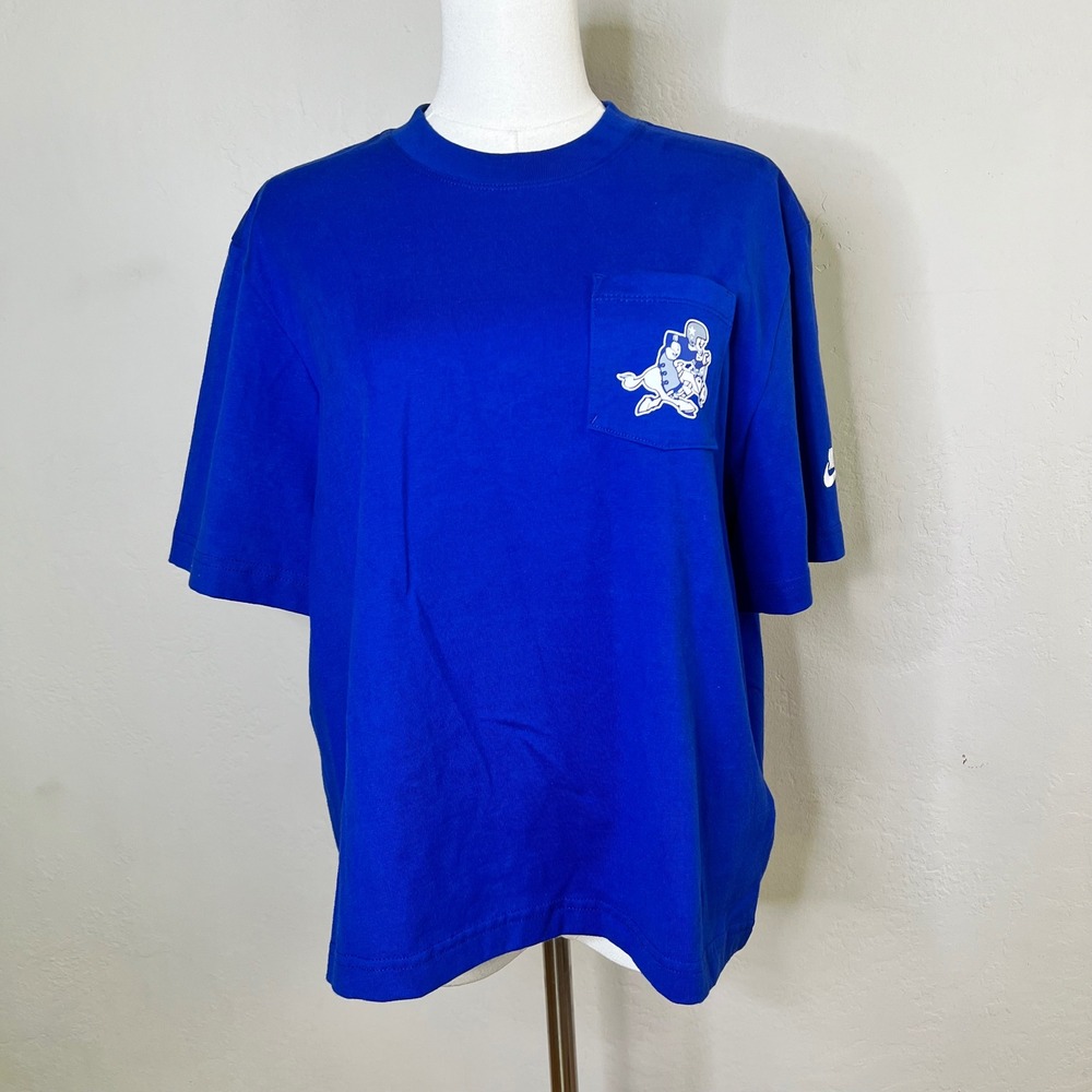Nike T-Shirt Dallas Cowboys NFL Pocket Tee Womens Size Small Blue Retro Graphic